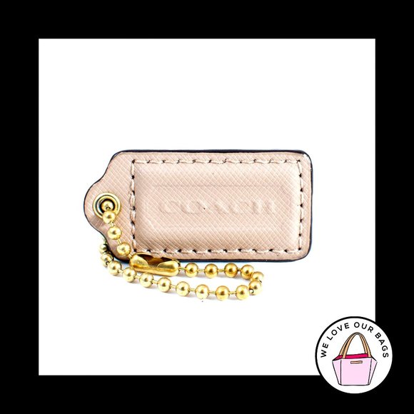Coach Accessories - 2" Medium COACH Taupe Brown LEATHER BRASS Key Fob Bag Charm Keychain Hang Tag